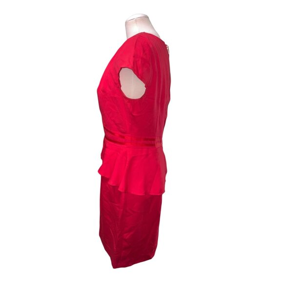 Musette Red Peplum Sheath Dress Size 10 Womens Cap Sleeve Back Zip - Picture 11 of 12